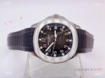 Swiss Movement Patek Philippe Aquanaut Black Face Rubber Strap Replica Watch 